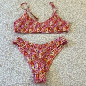 Vibrant Floral Pink Bikini Set